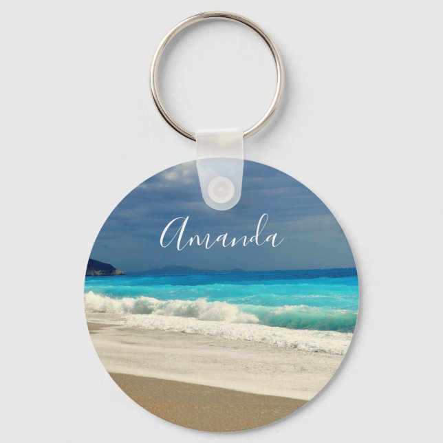 Beautiful Turquoise Blue Sea Tropical Photography Key Ring (Front)