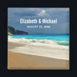 Beautiful Turquoise Blue Sea Tropical Photography Magnet<br><div class="desc">A save the date event magnet with a beautiful photograph featuring a turquoise blue sea and a sandy beach with waves of foamy surf.</div>