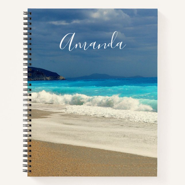  Beautiful Turquoise Blue Sea Tropical Photography Notebook (Front)