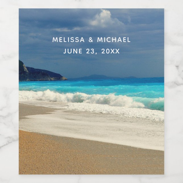 Beautiful Turquoise Blue Sea Tropical Photography Wine Label (Single Label)