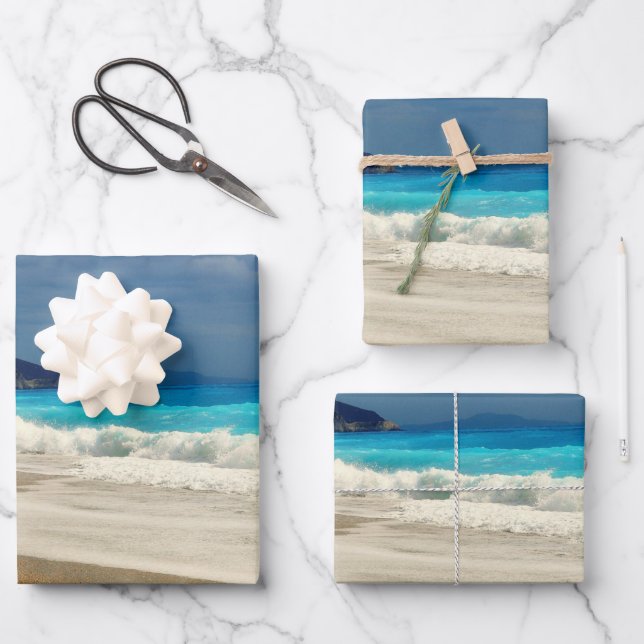  Beautiful Turquoise Blue Sea Tropical Photography Wrapping Paper Sheet (Front)
