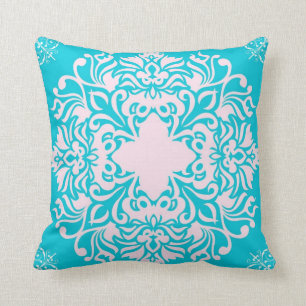 Beautiful Turquoise Cushion with White Design