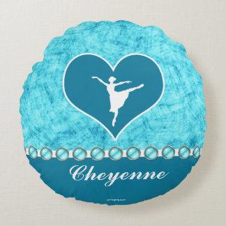 Beautiful Turquoise Dancer with Monogram Round Cushion