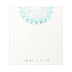 beautiful Turquoise Floral Lotus Flower Floral Notepad