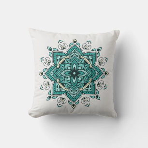 Beautiful turquoise mandala design cushion
