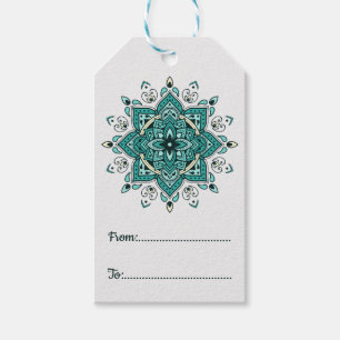 Beautiful turquoise mandala design gift tags