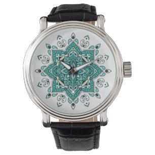 Beautiful turquoise mandala design watch