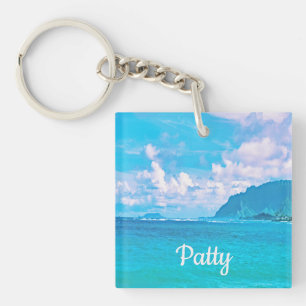 Beautiful Turquoise Ocean Waves  Keychain