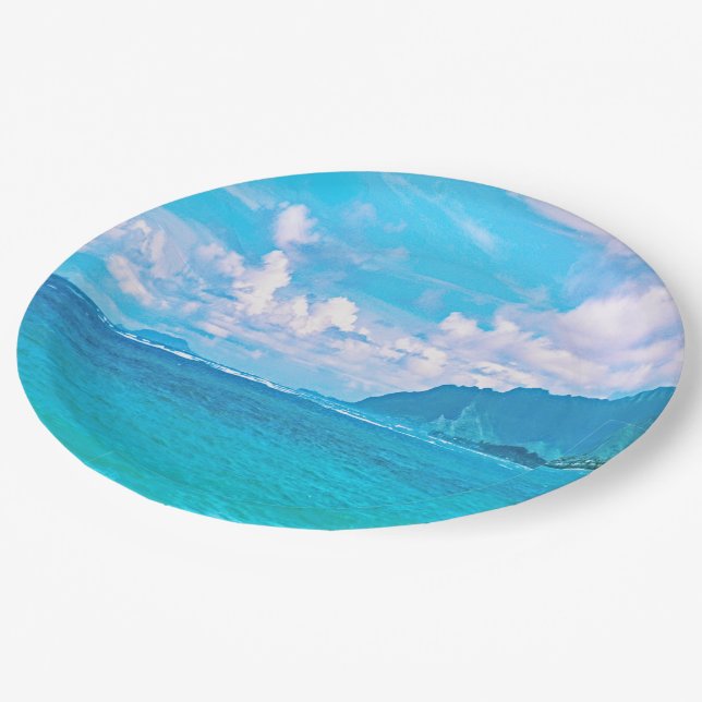 Beautiful Turquoise Ocean Waves  Paper Plate (Angled)