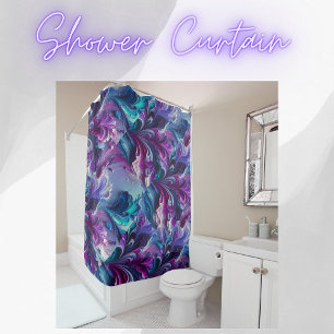 Beautiful Turquoise & Pink Abstract Pattern Shower Curtain