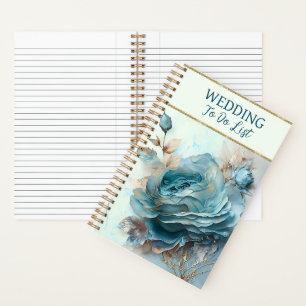 Beautiful Turquoise Roses Wedding Planner Notebook