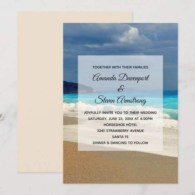 Beautiful Turquoise Sea Tropical Photo Wedding Invitation (Front/Back)