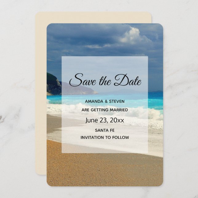 Beautiful Turquoise Sea Tropical Photo Wedding Save The Date (Front/Back)