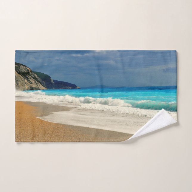 Beautiful Turquoise Sea Tropical Photography Hand Towel (Hand Towel)