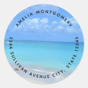 Beautiful Turquoise Tropical Beach - Address Classic Round Sticker