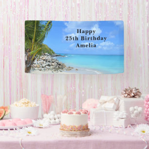 Beautiful Turquoise Tropical Beach Birthday Banner