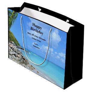 Beautiful Turquoise Tropical Beach Birthday Large Gift Bag