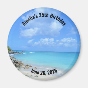 Beautiful Turquoise Tropical Beach Birthday Magnet