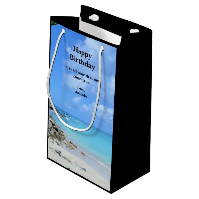 Beautiful Turquoise Tropical Beach Birthday Small Gift Bag (Back Angled)
