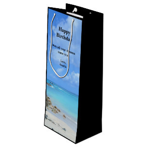 Beautiful Turquoise Tropical Beach Birthday Wine Gift Bag