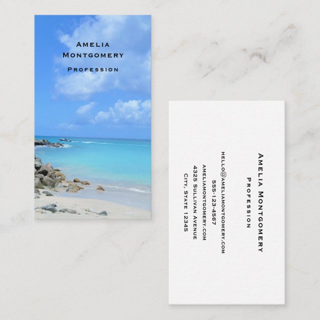 Beautiful Turquoise Tropical Beach Business Card (Front/Back)
