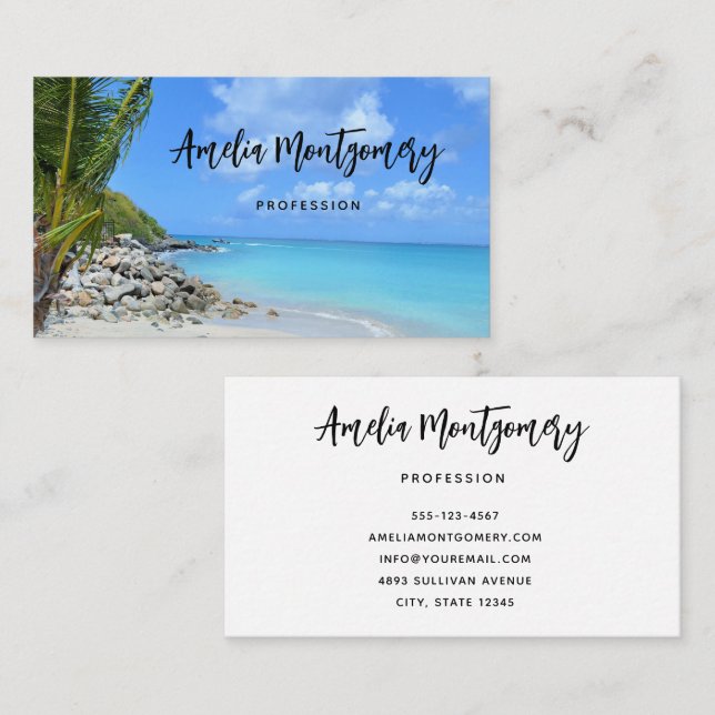 Beautiful Turquoise Tropical Beach  Business Card (Front/Back)