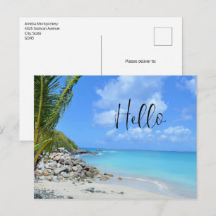 Beautiful Turquoise Tropical Beach Hello Postcard