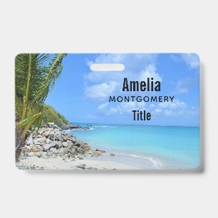 Beautiful Turquoise Tropical Beach ID Badge
