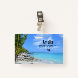 Beautiful Turquoise Tropical Beach ID Badge