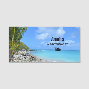 Beautiful Turquoise Tropical Beach Name Tag