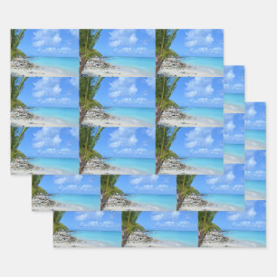 Beautiful Turquoise Tropical Beach Pattern Wrapping Paper Sheet