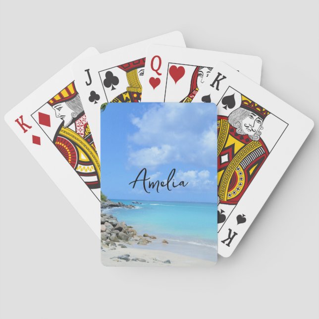 Beautiful Turquoise Tropical Beach Playing Cards (Back)