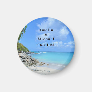 Beautiful Turquoise Tropical Beach Save the Date Magnet