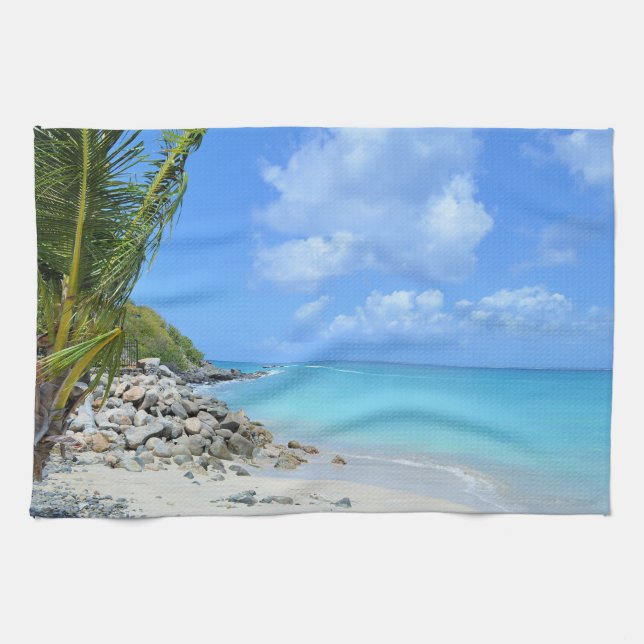 Beautiful Turquoise Tropical Beach  Tea Towel (Horizontal)