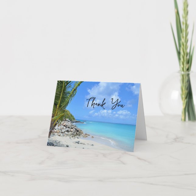 Beautiful Turquoise Tropical Beach Thank You Card (Front)
