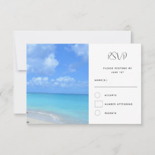 Beautiful Turquoise Tropical Beach Wedding RSVP Card