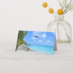 Beautiful Turquoise Tropical Beach Wedding Table Place Card