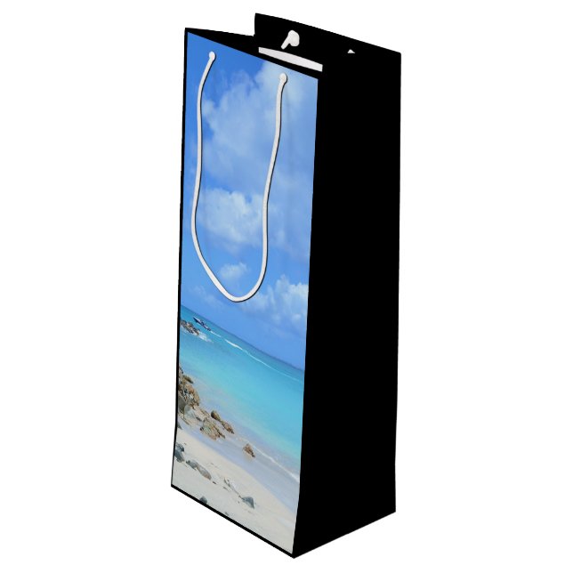 Beautiful Turquoise Tropical Beach  Wine Gift Bag (Back Angled)