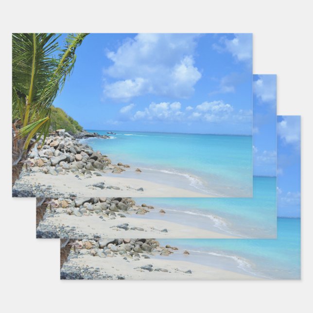 Beautiful Turquoise Tropical Beach  Wrapping Paper Sheet (Set)