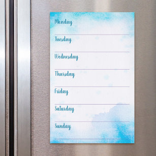 Beautiful turquoise watercolor art weekly planner magnetic dry erase sheet