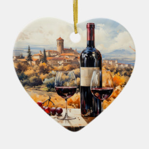 Beautiful Tuscan Painting Landscape Art  Ceramic Tree Decoration