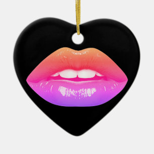 Beautiful Two-Tone Lips on a Valentines Day Tree Ceramic Tree Decoration