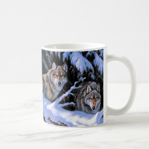 Beautiful Two Wolves Paintings Coffee Mug