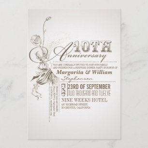 beautiful typography 10th anniversary invitations