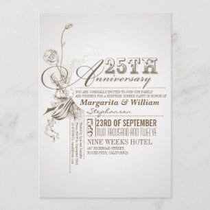 beautiful typography 25th anniversary invitations