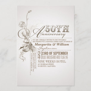 beautiful typography 50th anniversary invitations