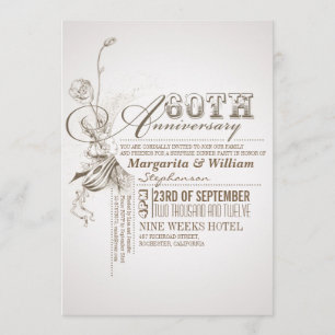 beautiful typography 60th anniversary invitations