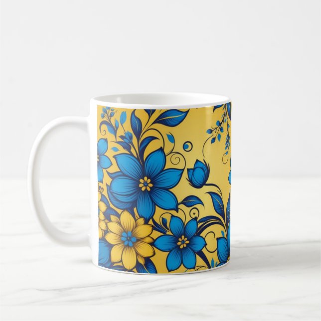 Beautiful Ukrainian Colourful Floral Pattern Art  Coffee Mug (Left)