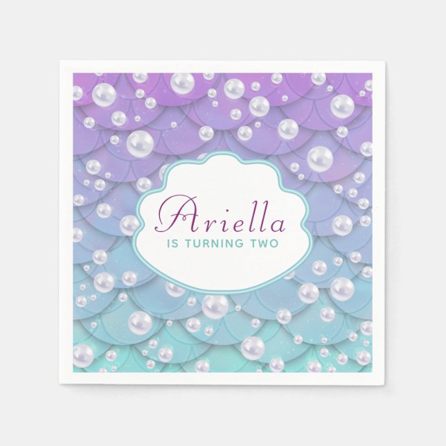 Beautiful Under the Sea Mermaid Birthday Napkin (Front)