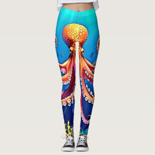 Beautiful Underwater Octopus Art Leggings